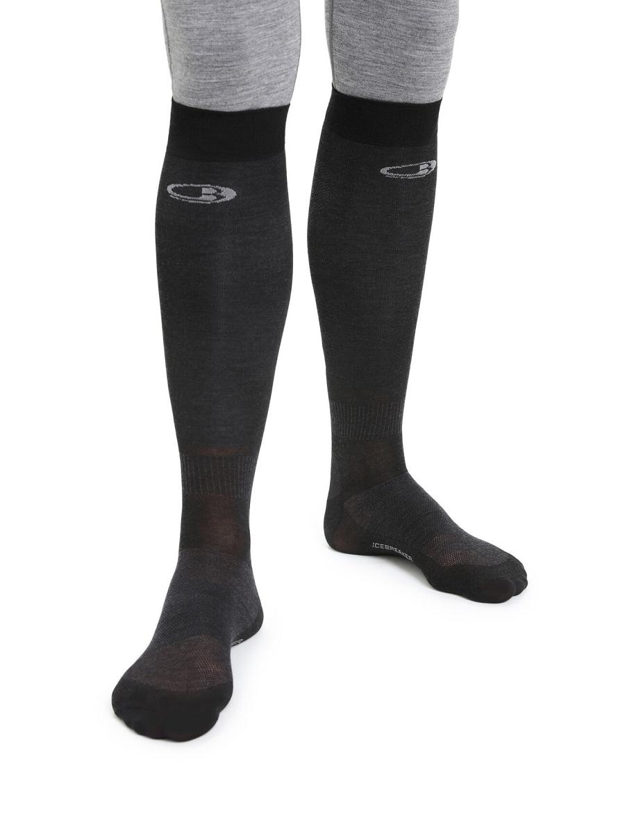 Black Men\'s Icebreaker Merino Snow Liner Over the Calf Socks | USA 1015GSOL